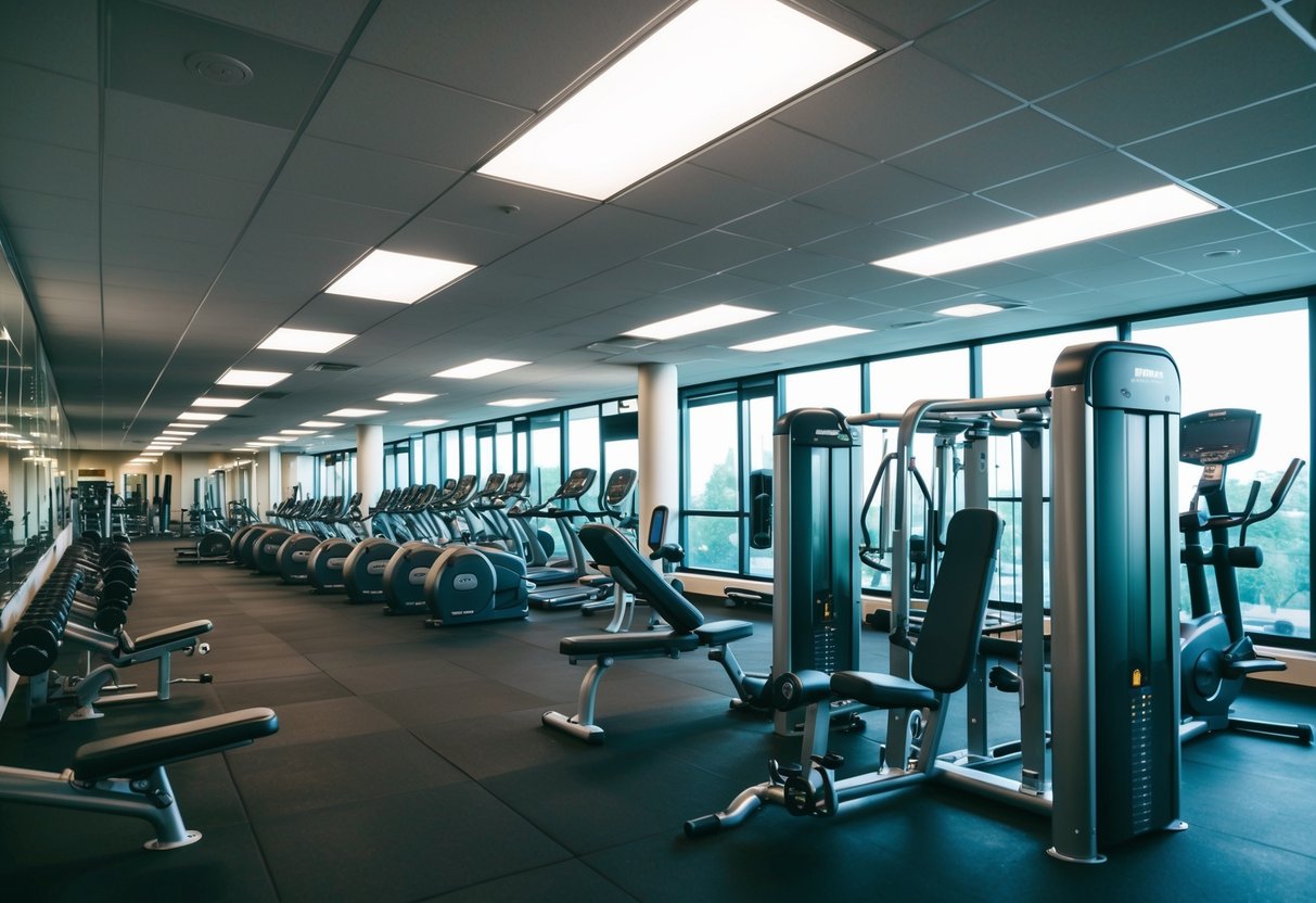 A gym with various functional fitness equipment arranged neatly in a spacious, well-lit room